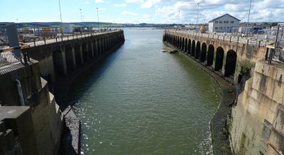 Plymouth South yard view down historic dock