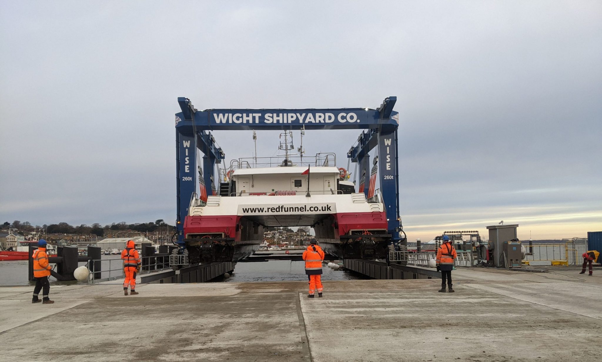 Wight ship hoist with boat