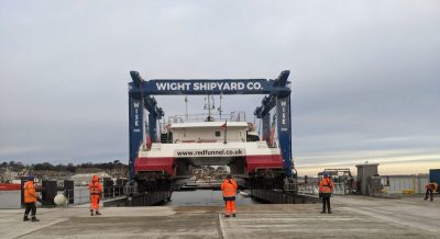 Wight ship hoist with boat