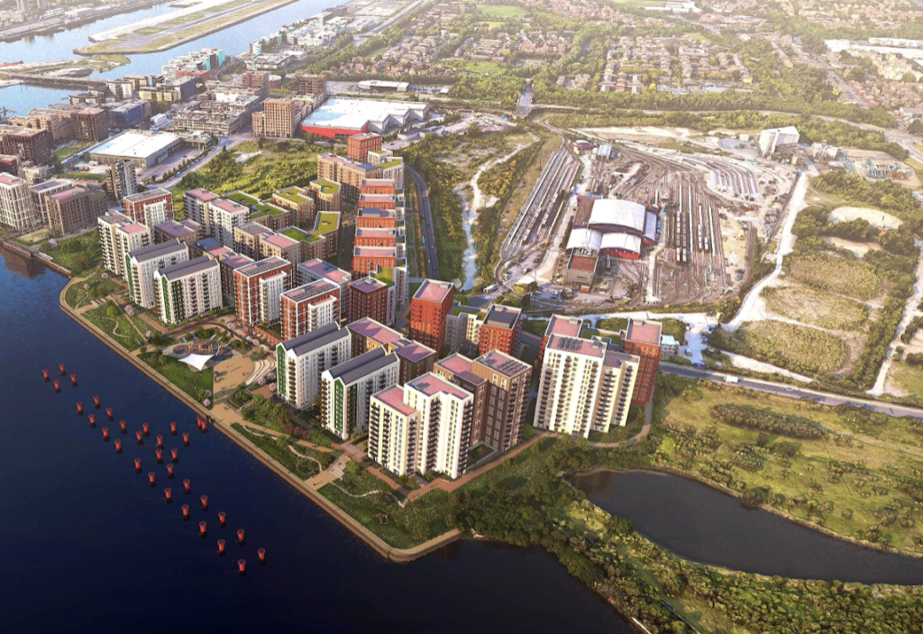 3D rendering of the proposed development at Beckton Gasworks.